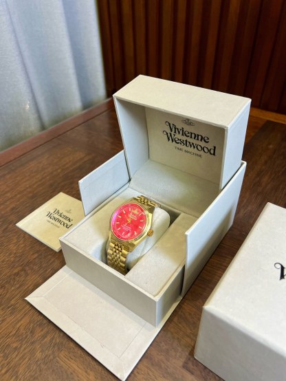 Buy replica Vivienne Westwood Rose Red Dial Gold Band Watch - 40MM and replica jewelry from PICKS Jewelry