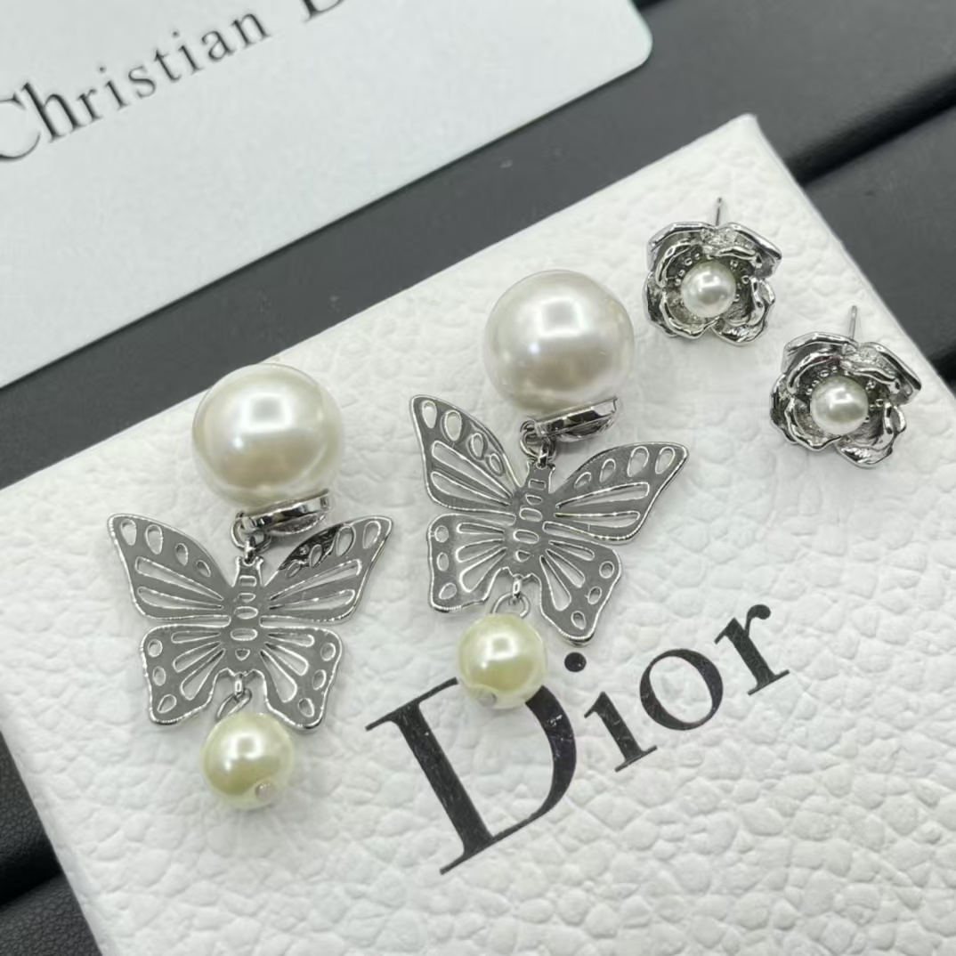 Buy replica Dior Silver Butterfly Pearl Earrings and replica jewelry from PICKS Jewelry
