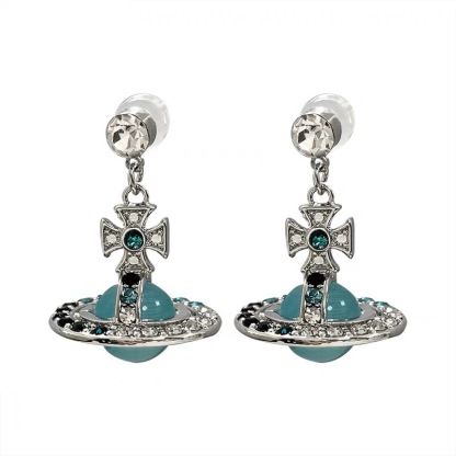 Buy replica Vivienne Westwood Lake Blue Saturn Earrings and replica jewelry from PICKS Jewelry