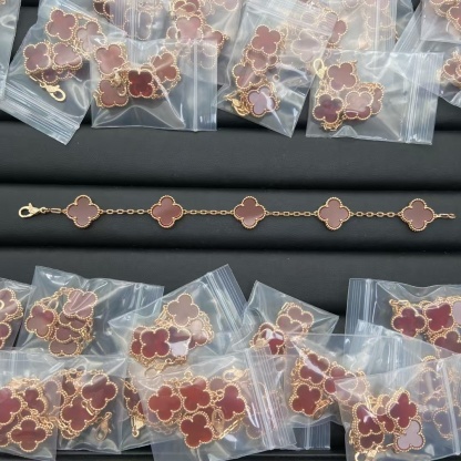 Buy replica Van Cleef & Arpels Rose Gold Red 5 Clover Bracelet and replica jewelry from PICKS Jewelry