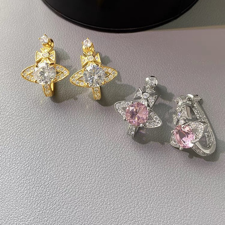 Buy replica Vivienne Westwood Pink White Diamond Saturn Earrings and replica jewelry from PICKS Jewelry