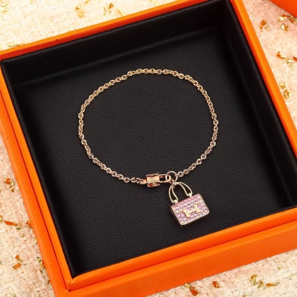 Buy replica Hermes Pink Diamond H Bag Bracelet and replica jewelry from PICKS Jewelry