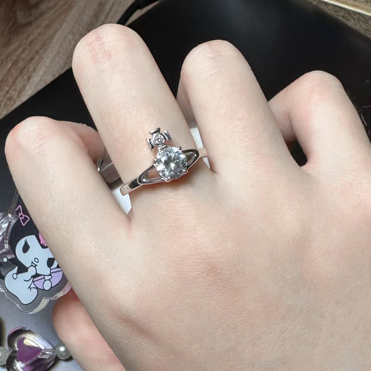 Buy replica Vivienne Westwood Silver Saturn Diamond Ring and replica jewelry from PICKS Jewelry