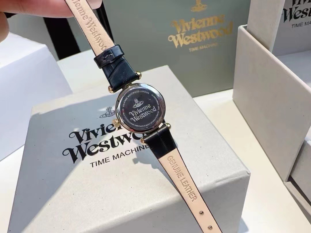 Buy replica Vivienne Westwood Black Genuine Leather Band Watch - 23MM and replica jewelry from PICKS Jewelry