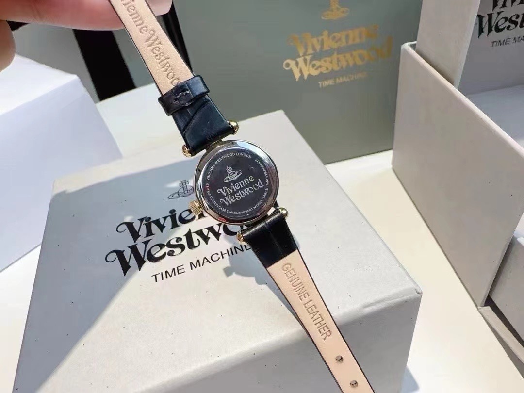 Buy replica Vivienne Westwood Black Genuine Leather Band Watch - 23MM and replica jewelry from PICKS Jewelry