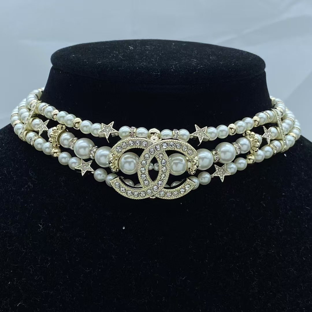 Buy replica Chanel Coco Three Rows Choker Pearl Necklace and replica jewelry from PICKS Jewelry