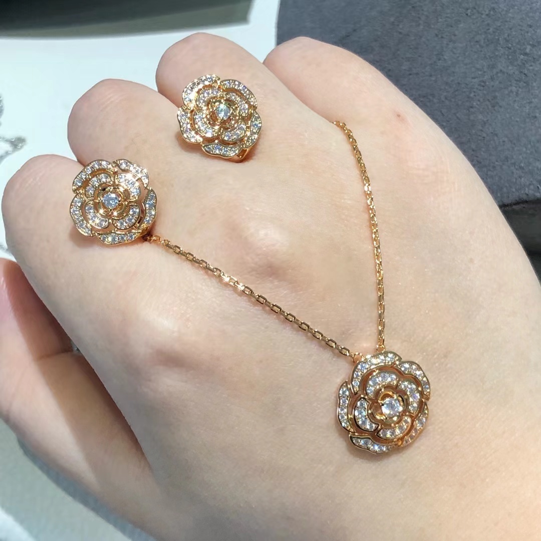 Buy replica Chanel Diamond Camellia Flower Pendant Necklace and replica jewelry from PICKS Jewelry