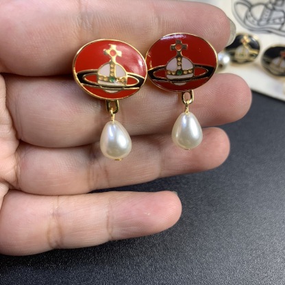 Buy replica Vivienne Westwood Enamel Detachable  Teardrop Pearl Earrings and replica jewelry from PICKS Jewelry