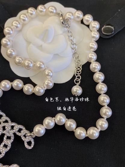 Buy replica Chanel Hollow Big Double C Pendant Pearl Necklace and replica jewelry from PICKS Jewelry