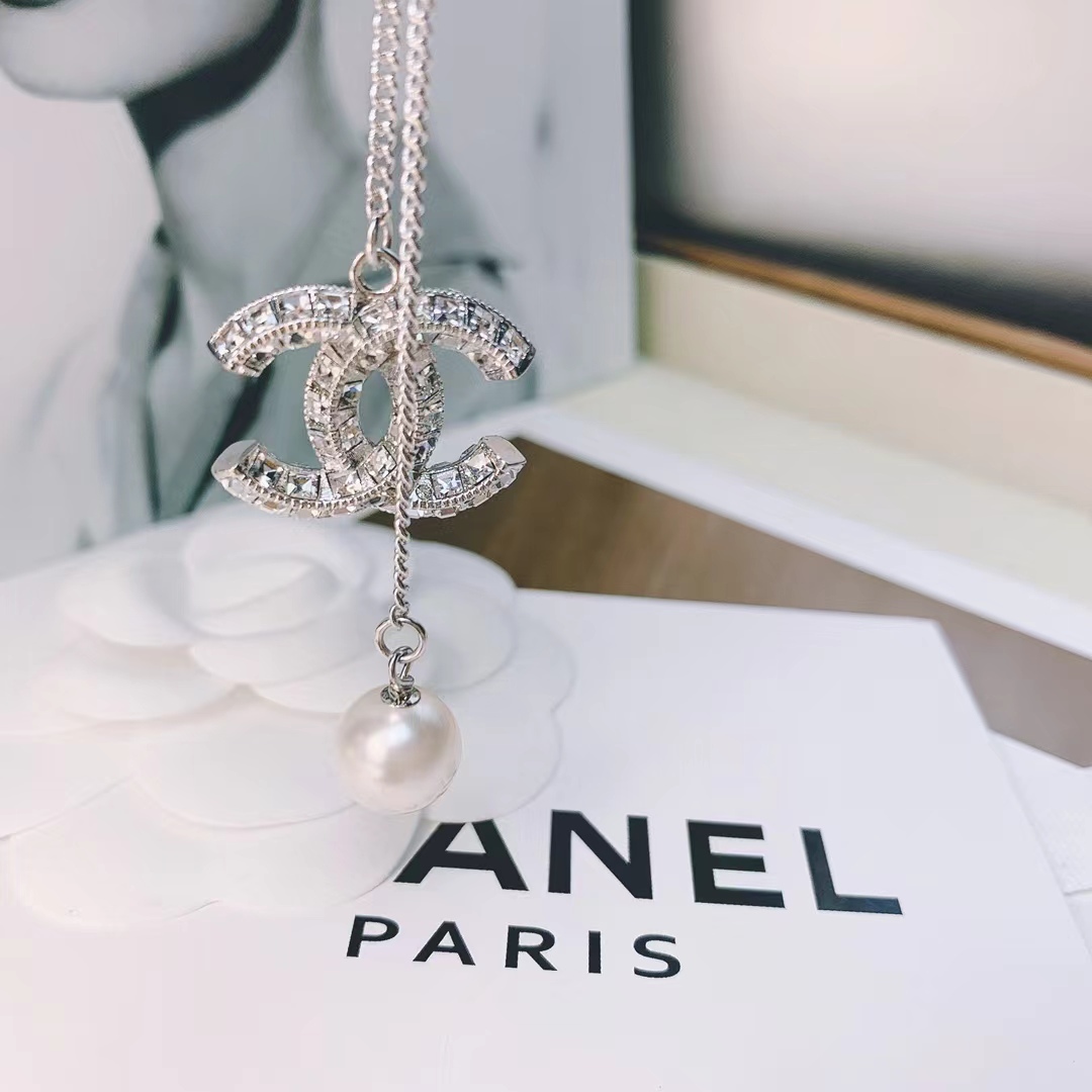 Buy replica Chanel Silver Color Tassel Pendant Necklace and replica jewelry from PICKS Jewelry