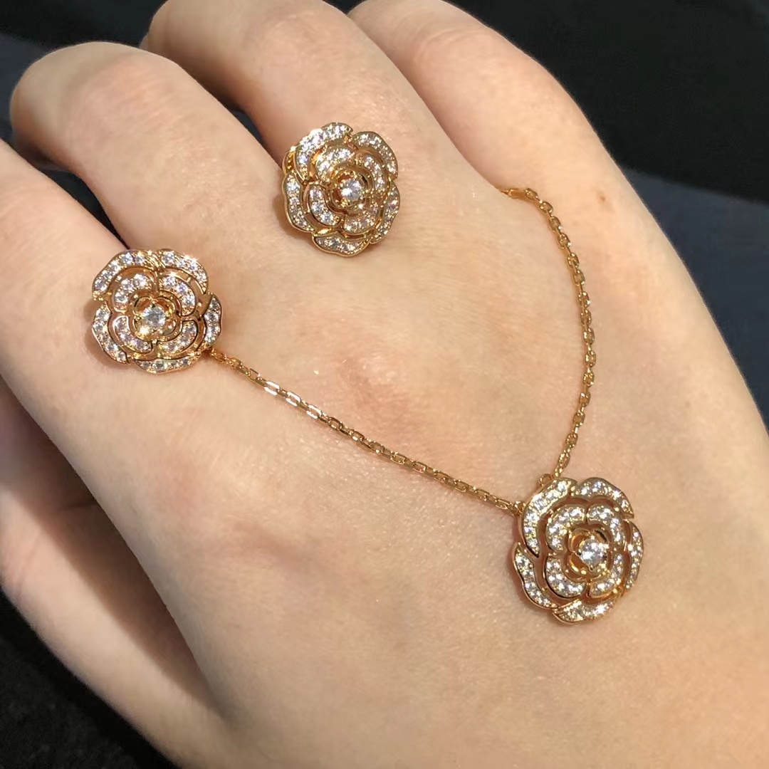 Buy replica Chanel Diamond Camellia Flower Pendant Necklace and replica jewelry from PICKS Jewelry