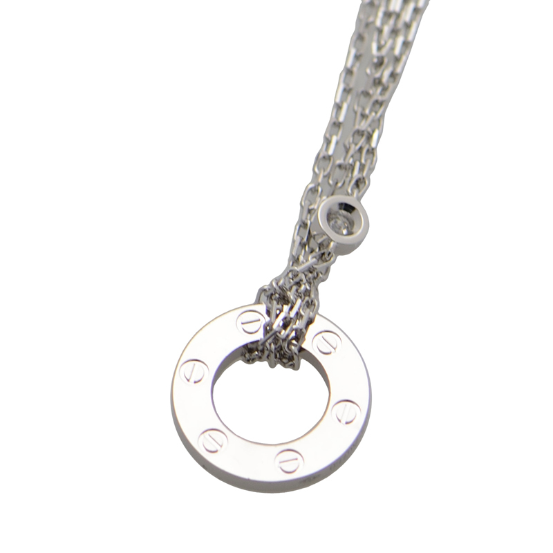 NEW CARTIER LOVE NECKLACE B7219400 SILVER 18KT WHITE GOLD - picksjewelry.com