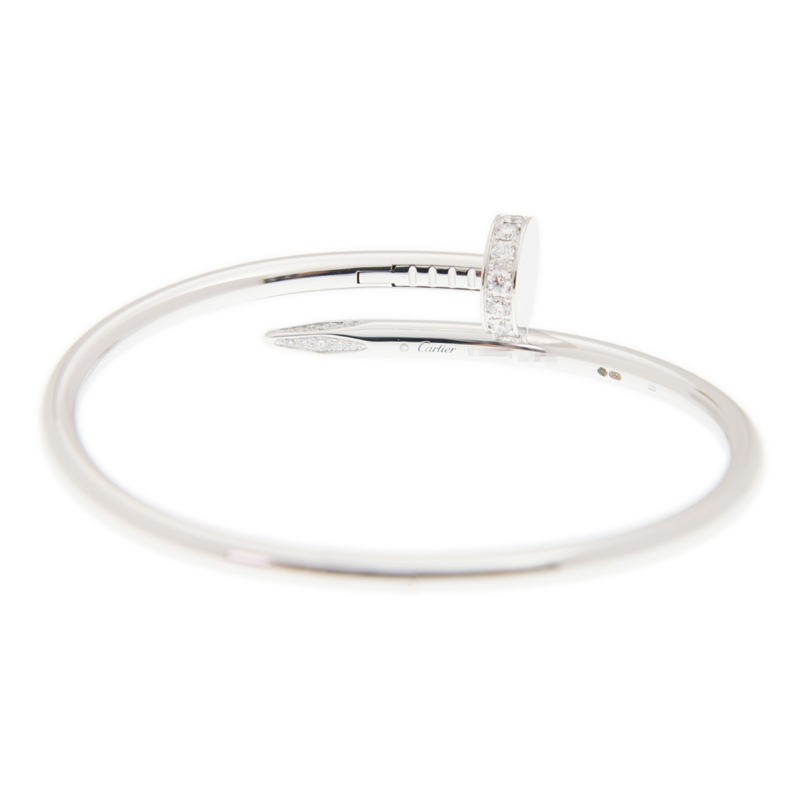 NEW CARTIER JUSTE UN CLOU BRACELET B6048716 18kt WHITE GOLD SILVER - picksjewelry.com