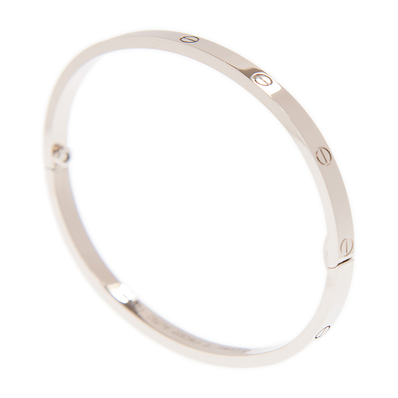 NEW CARTIER LOVE BRACELET B6047416 18kt WHITE GOLD  SILVER - picksjewelry.com