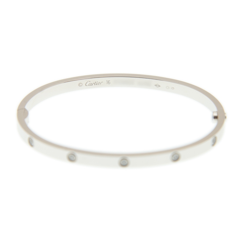 NEW CARTIER LOVE BRACELET B6048016 18kt WHITE GOLD & DIAMONDS SILVER - picksjewelry.com