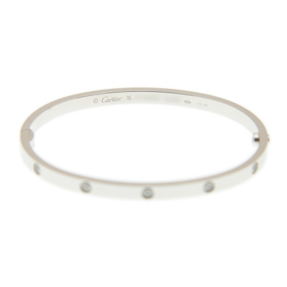 NEW CARTIER LOVE BRACELET B6048016 18kt WHITE GOLD & DIAMONDS  SILVER - picksjewelry.com