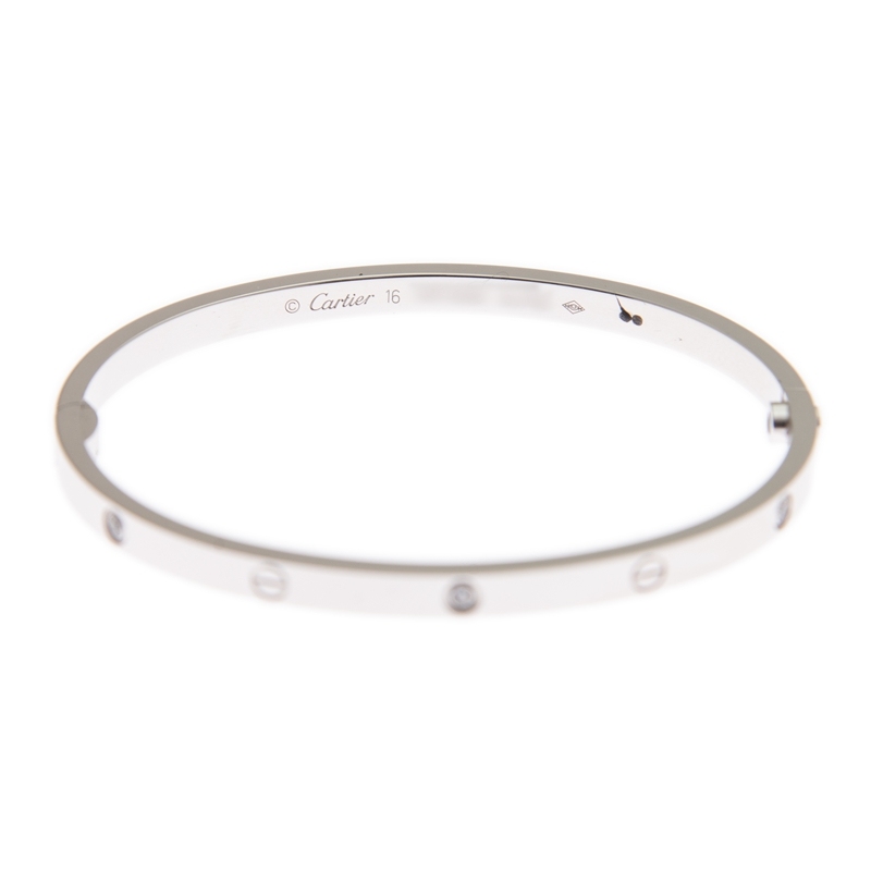 NEW CARTIER LOVE BRACELET B6047716 18kt WHITE GOLD SILVER - picksjewelry.com