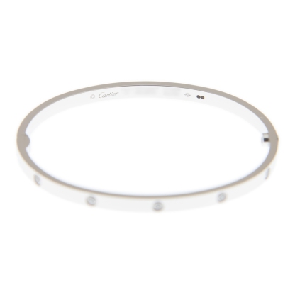 NEW CARTIER LOVE BRACELET B6048017 18kt WHITE GOLD & DIAMONDS  SILVER - picksjewelry.com