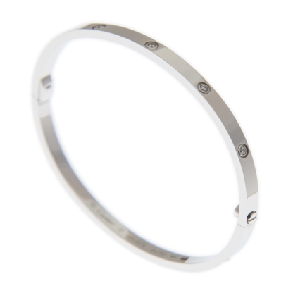 NEW CARTIER LOVE BRACELET B6048017 18kt WHITE GOLD & DIAMONDS  SILVER - picksjewelry.com