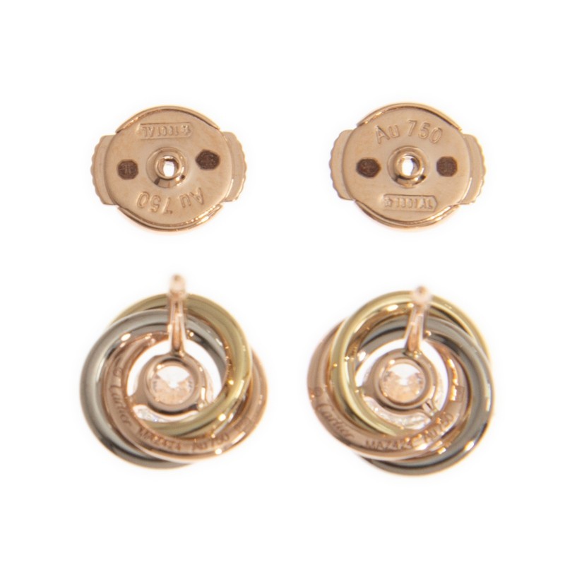 NEW CARTIER TRINITY EARRING B8045300 18kt ROSE GOLD & WHITE GOLD & YELLOW GOLD PINK GOLD/SILVER - picksjewelry.com