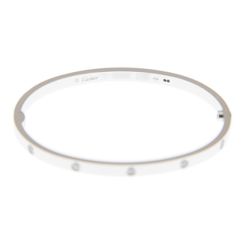 NEW CARTIER LOVE BRACELET B6048018 18kt WHITE GOLD & DIAMONDS  SILVER - picksjewelry.com