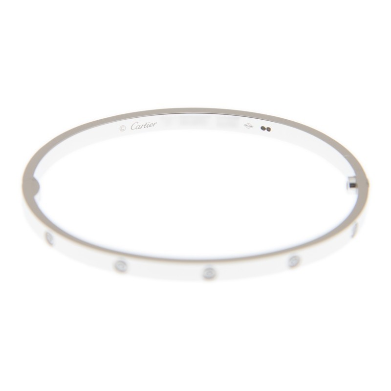 NEW CARTIER LOVE BRACELET B6048018 18kt WHITE GOLD & DIAMONDS SILVER - picksjewelry.com