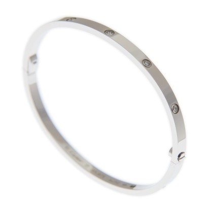 NEW CARTIER LOVE BRACELET B6048018 18kt WHITE GOLD & DIAMONDS  SILVER - picksjewelry.com