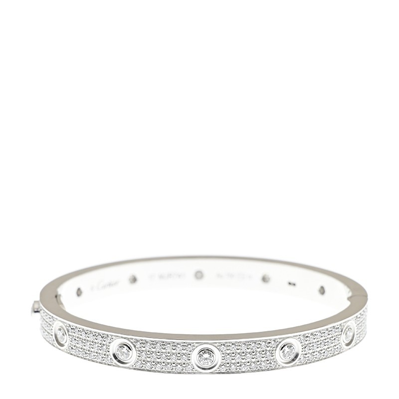 NEW CARTIER LOVE BRACELET N6033602 18kt WHITE GOLD & DIAMONDS SILVER - picksjewelry.com