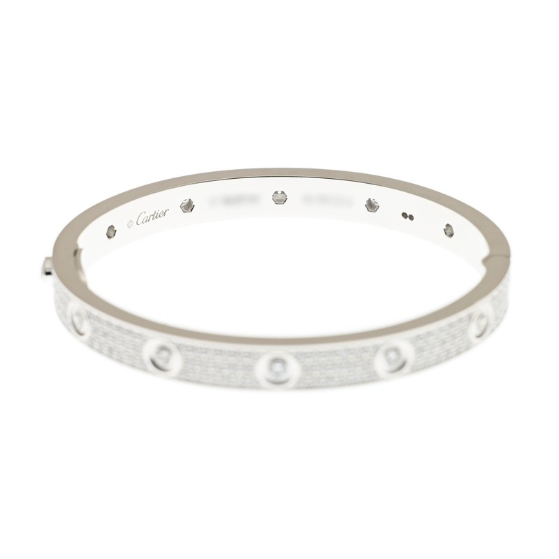 NEW CARTIER LOVE BRACELET N6033602 18kt WHITE GOLD & DIAMONDS SILVER - picksjewelry.com
