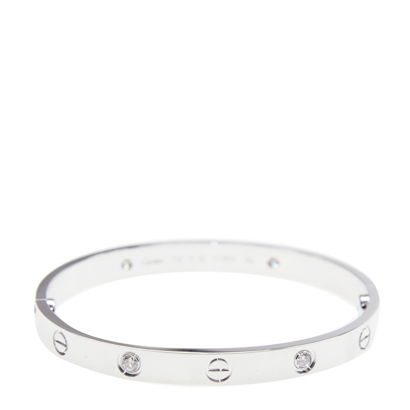 NEW CARTIER LOVE BRACELET B6035818 18kt WHITE GOLD SILVER - picksjewelry.com