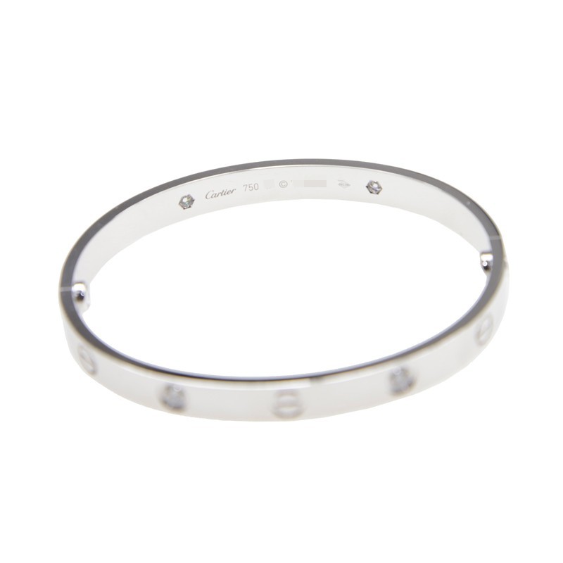 NEW CARTIER LOVE BRACELET B6035818 18kt WHITE GOLD SILVER - picksjewelry.com