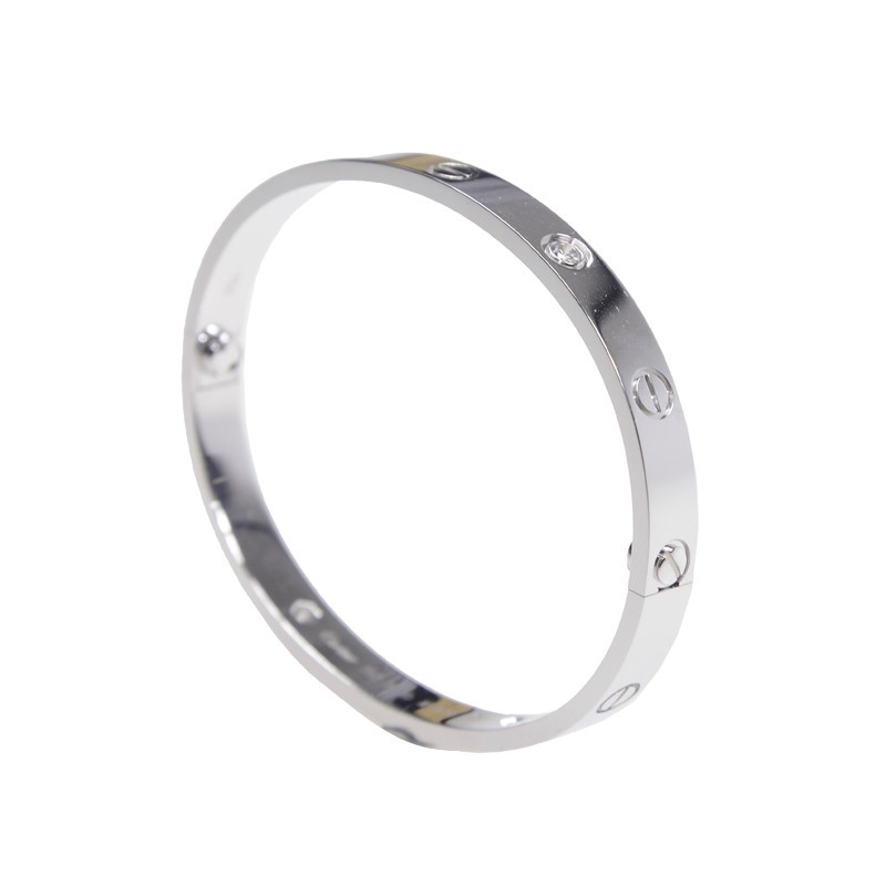 NEW CARTIER LOVE BRACELET B6035818 18kt WHITE GOLD SILVER - picksjewelry.com