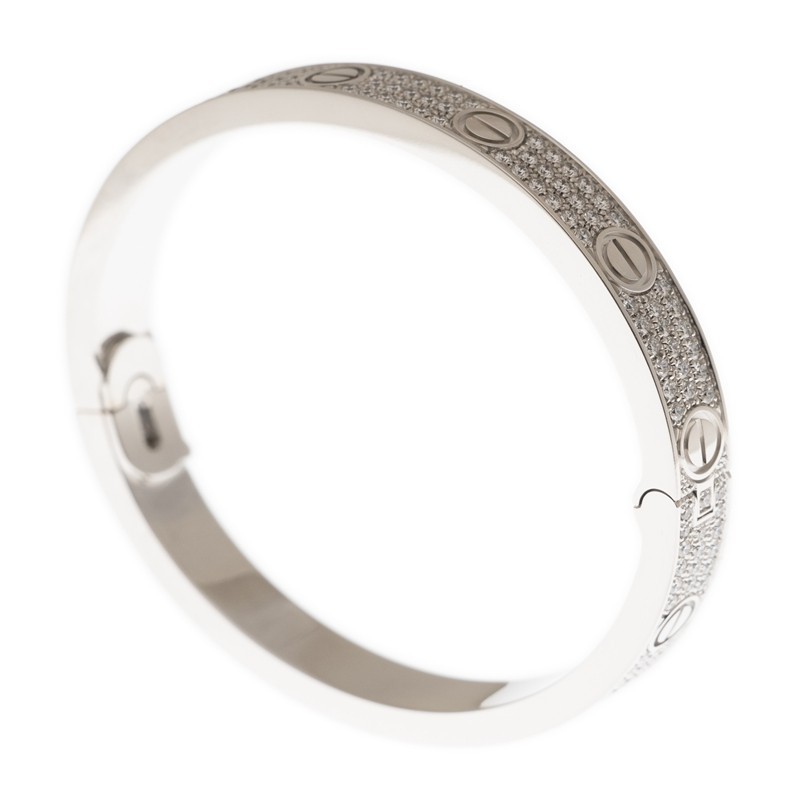 NEW CARTIER LOVE BRACELET N6717616 18kt WHITE GOLD SILVER - picksjewelry.com