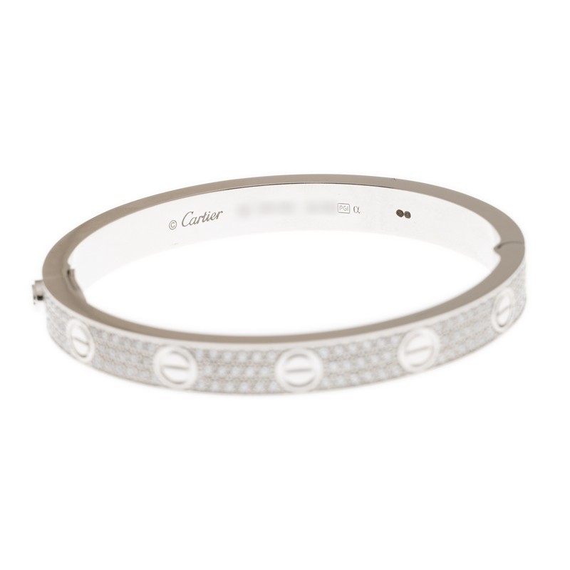 NEW CARTIER LOVE BRACELET N6717616 18kt WHITE GOLD SILVER - picksjewelry.com