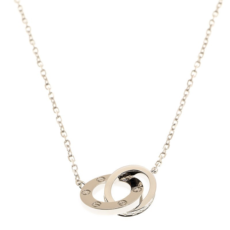 NEW CARTIER LOVE NECKLACE B7216300 SILVER 18kt WHITE GOLD - picksjewelry.com