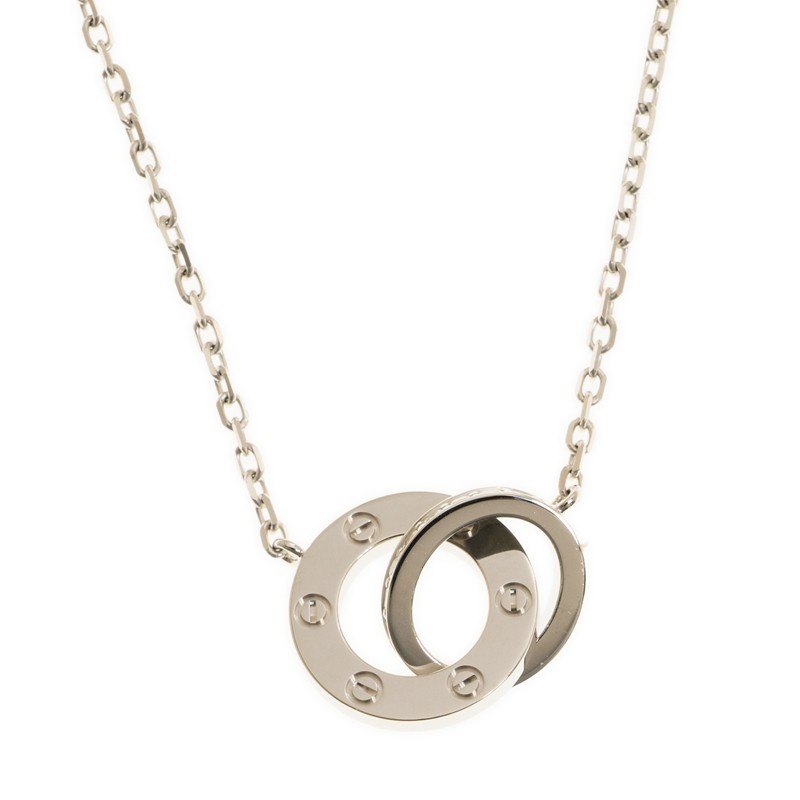 NEW CARTIER LOVE NECKLACE B7216300 SILVER 18kt WHITE GOLD - picksjewelry.com