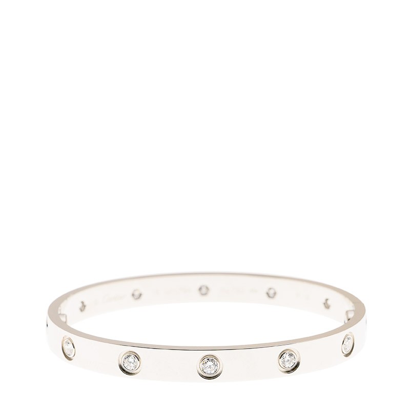 NEW CARTIER LOVE BRACELET B6040716 18kt WHITE GOLD & DIAMONDS  SILVER - picksjewelry.com
