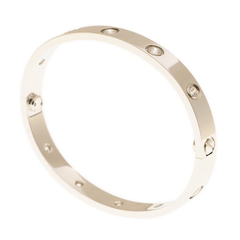 NEW CARTIER LOVE BRACELET B6040716 18kt WHITE GOLD & DIAMONDS SILVER - picksjewelry.com