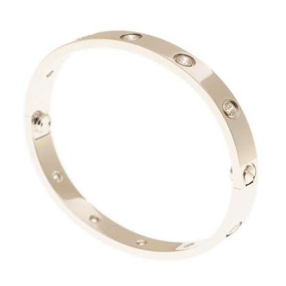 NEW CARTIER LOVE BRACELET B6040716 18kt WHITE GOLD & DIAMONDS  SILVER - picksjewelry.com