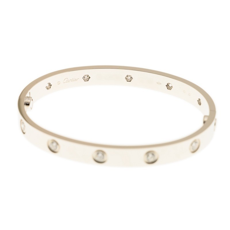 NEW CARTIER LOVE BRACELET B6040716 18kt WHITE GOLD & DIAMONDS SILVER - picksjewelry.com