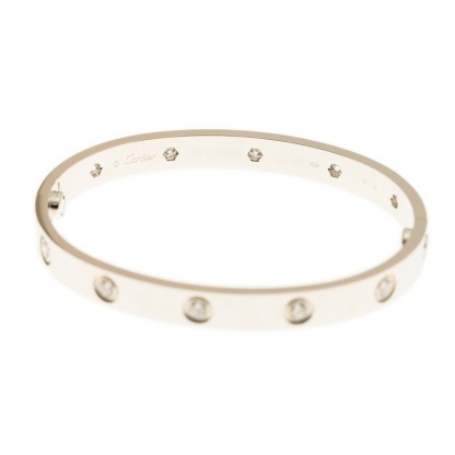 NEW CARTIER LOVE BRACELET B6040716 18kt WHITE GOLD & DIAMONDS  SILVER - picksjewelry.com