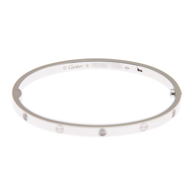 NEW CARTIER LOVE BRACELET B6047717 18kt WHITE GOLD  SILVER - picksjewelry.com