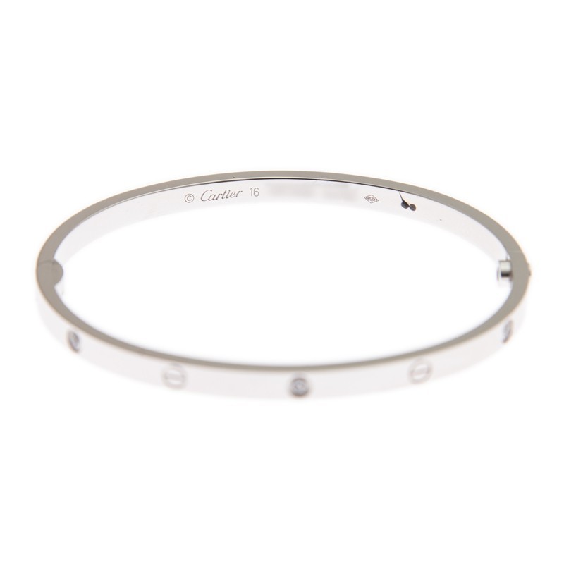 NEW CARTIER LOVE BRACELET B6047717 18kt WHITE GOLD SILVER - picksjewelry.com