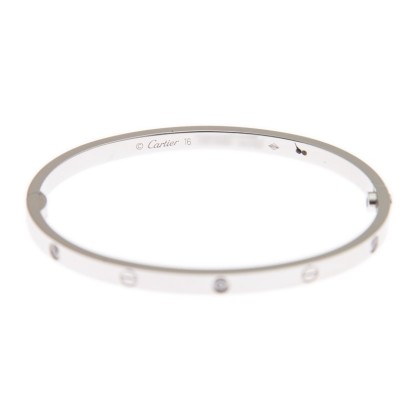 NEW CARTIER LOVE BRACELET B6047717 18kt WHITE GOLD  SILVER - picksjewelry.com