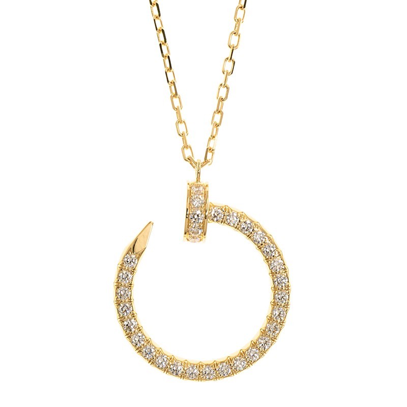 NEW CARTIER JUSTE UN CLOU NECKLACE B7224511 GOLD 18kt YELLOW GOLD & DIAMONDS - picksjewelry.com