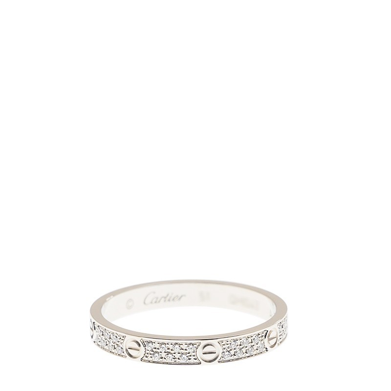 NEW CARTIER LOVE RING B4218251 18kt WHITE GOLD & DIAMONDS SILVER - picksjewelry.com