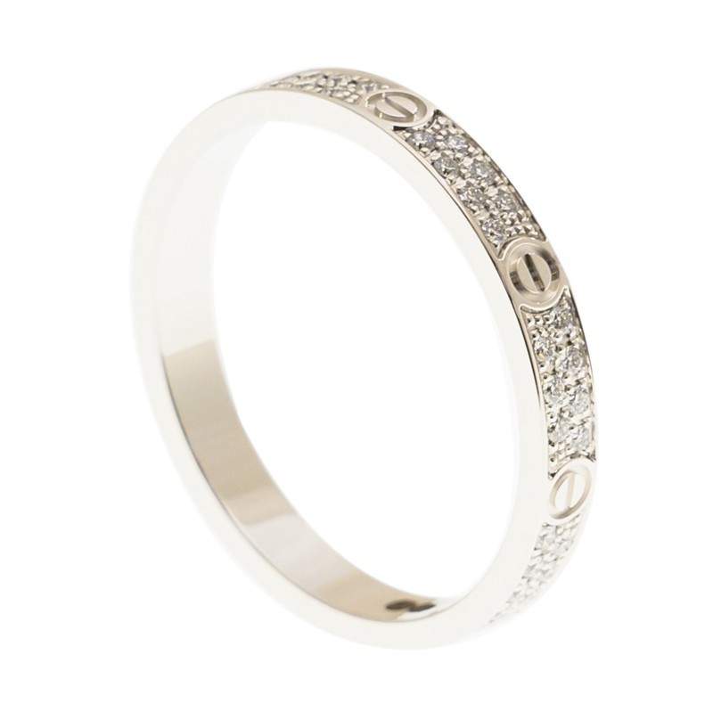 NEW CARTIER LOVE RING B4218251 18kt WHITE GOLD & DIAMONDS SILVER - picksjewelry.com