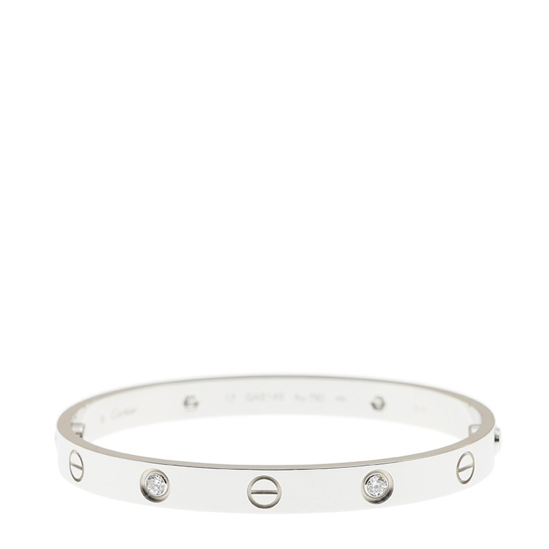 NEW CARTIER LOVE BRACELET B6070117 18kt WHITE GOLD & DIAMONDS  SILVER - picksjewelry.com