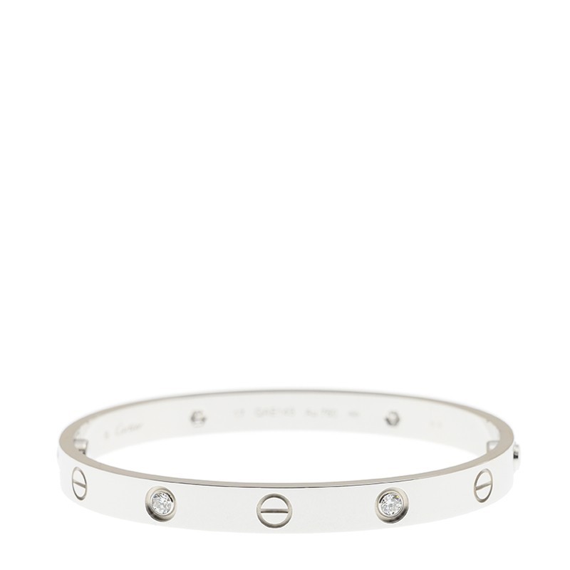 NEW CARTIER LOVE BRACELET B6070117 18kt WHITE GOLD & DIAMONDS SILVER - picksjewelry.com