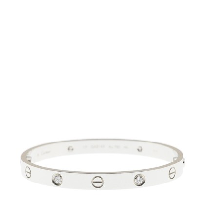 NEW CARTIER LOVE BRACELET B6070117 18kt WHITE GOLD & DIAMONDS  SILVER - picksjewelry.com